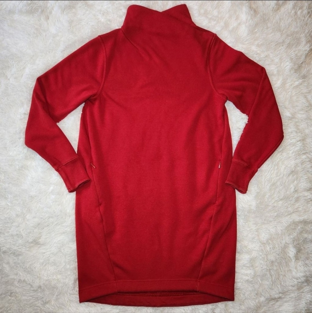 Athleta Cozy Karma Red Mock Neck Oversize Mini Sweatshirt Dress - Picture 5 of 11